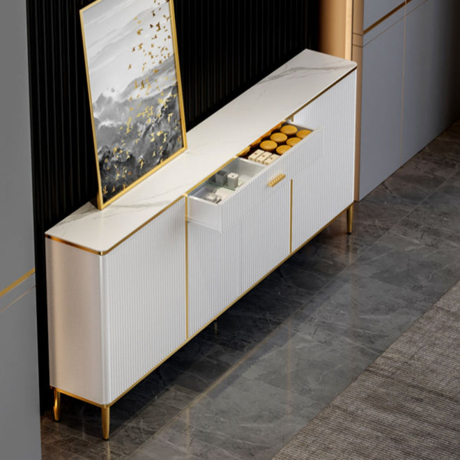 Glam Sideboard Table Stone Sideboard Cabinet with Doors for Kitchen