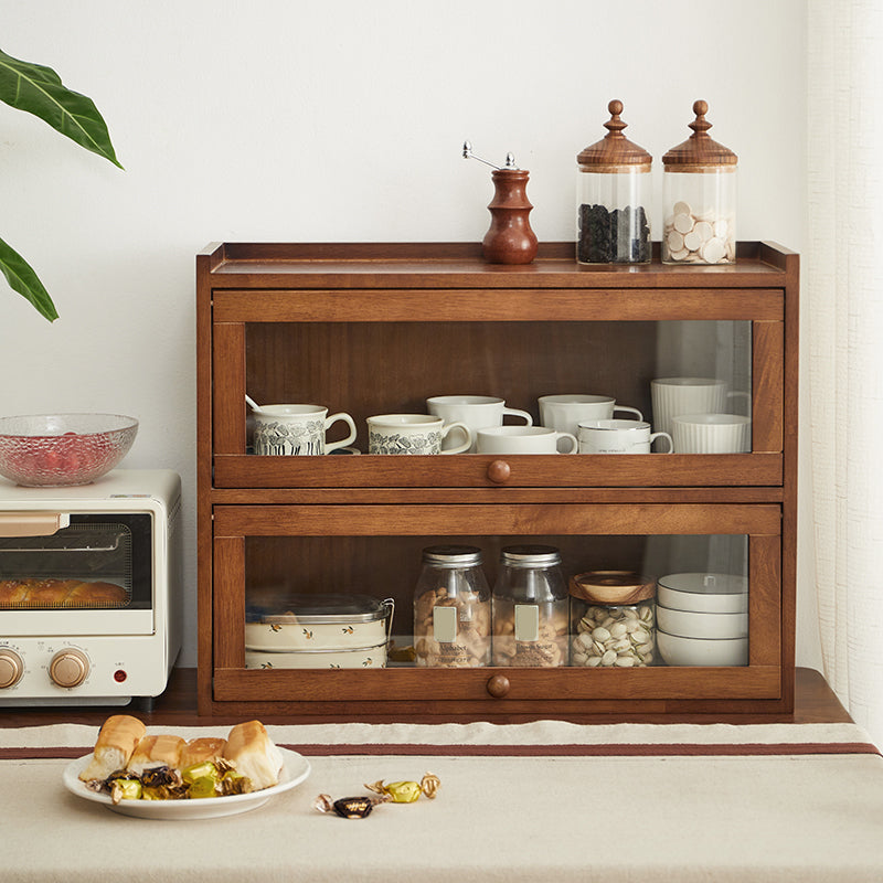 Contemporary Sideboard Cabinet Rubberwood Sideboard with Doors for Kitchen