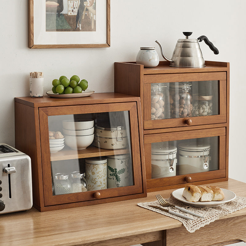 Contemporary Sideboard Cabinet Rubberwood Sideboard with Doors for Kitchen