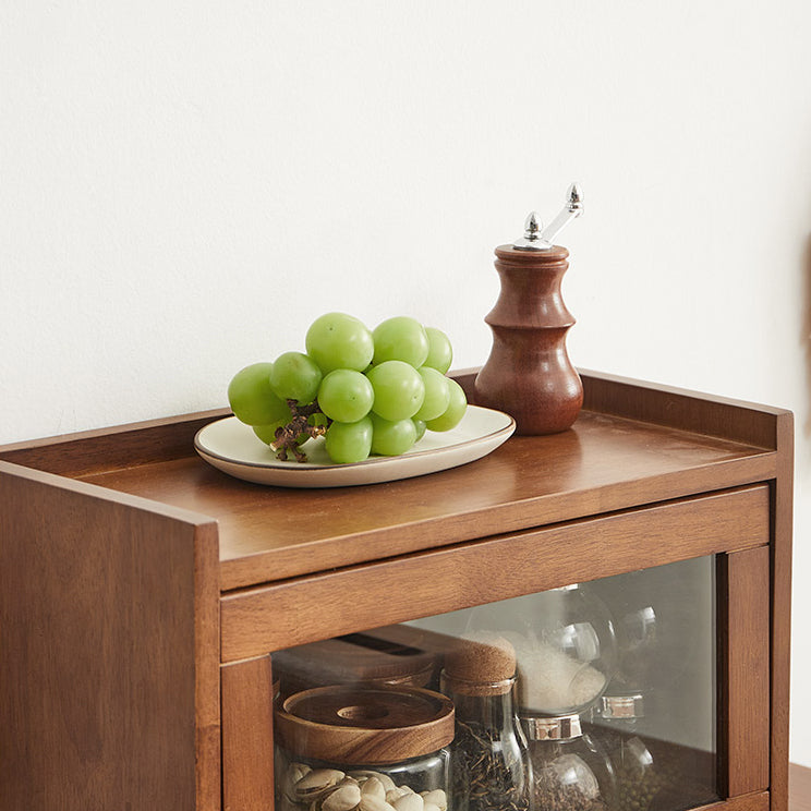 Contemporary Sideboard Cabinet Rubberwood Sideboard with Doors for Kitchen