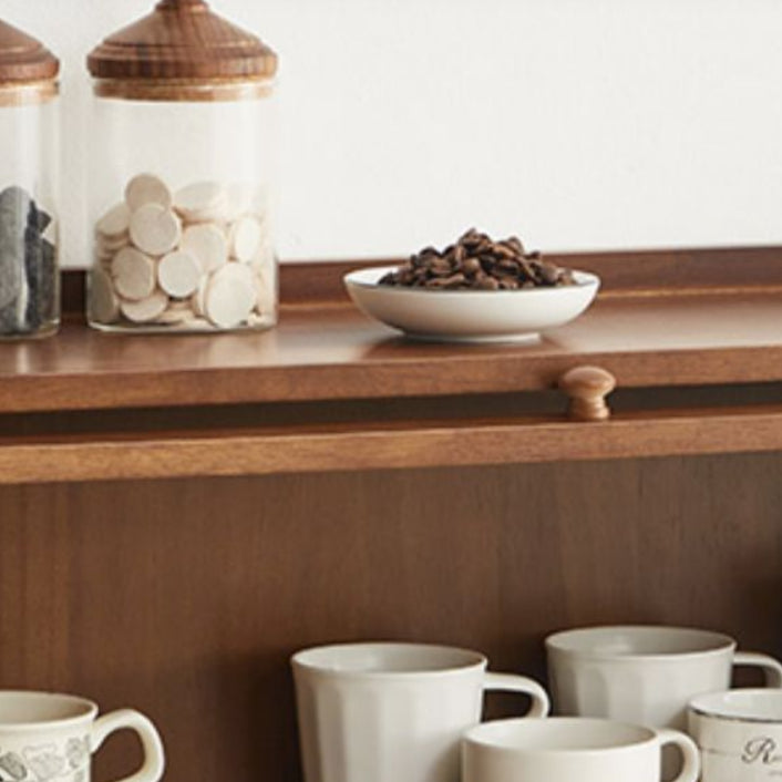 Contemporary Sideboard Cabinet Rubberwood Sideboard with Doors for Kitchen