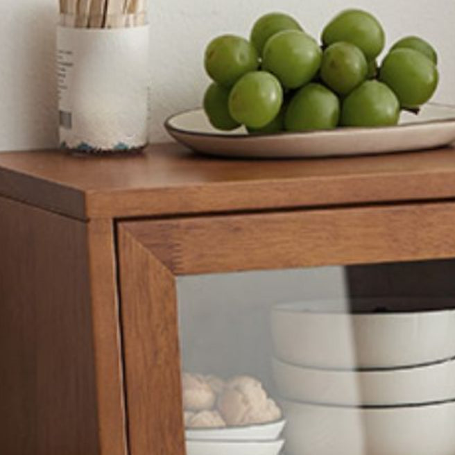 Contemporary Sideboard Cabinet Rubberwood Sideboard with Doors for Kitchen