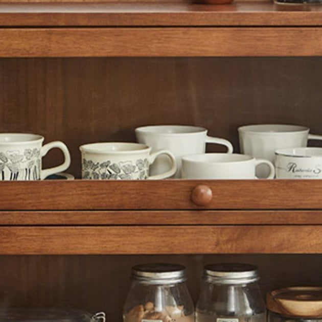 Contemporary Sideboard Cabinet Rubberwood Sideboard with Doors for Kitchen