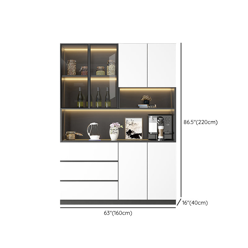 Modern Sideboard Cabinet Faux Wood Sideboard with Doors for Kitchen