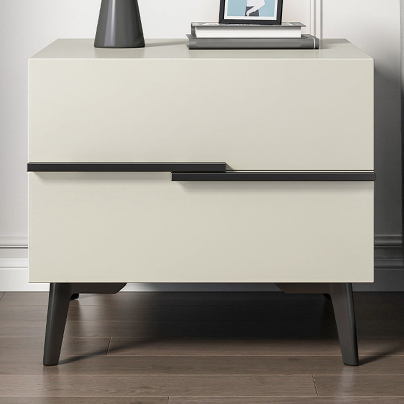 Contemporary Night Table Faux Wood Bedside Cabinet with 2 Drawers