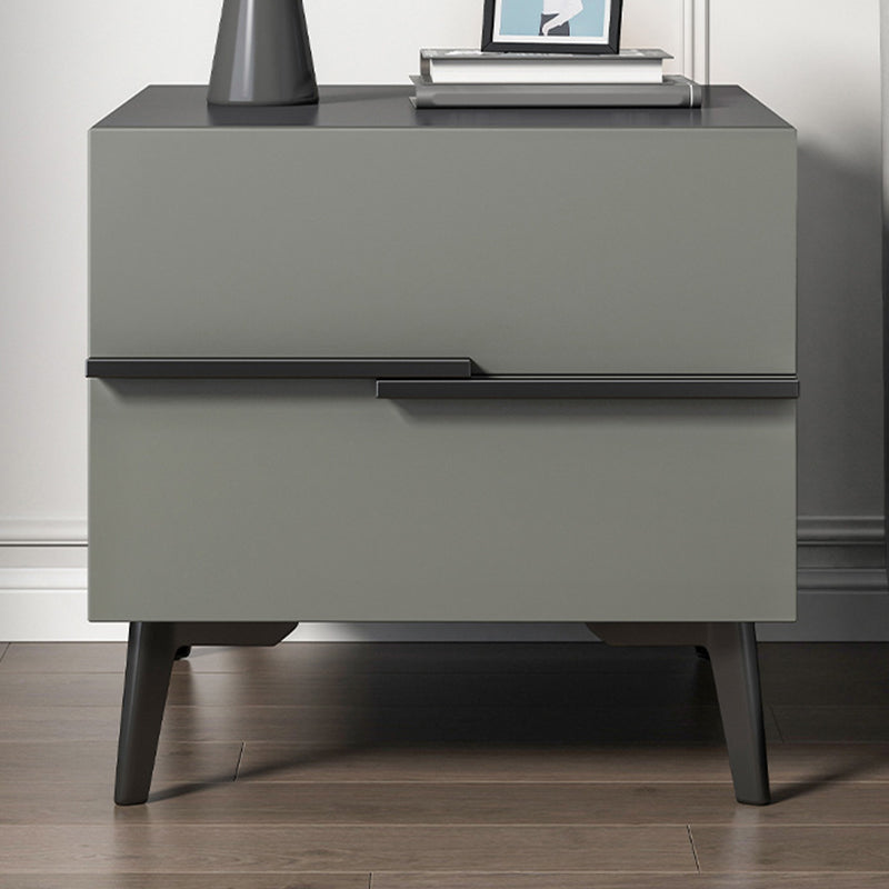 Contemporary Night Table Faux Wood Bedside Cabinet with 2 Drawers