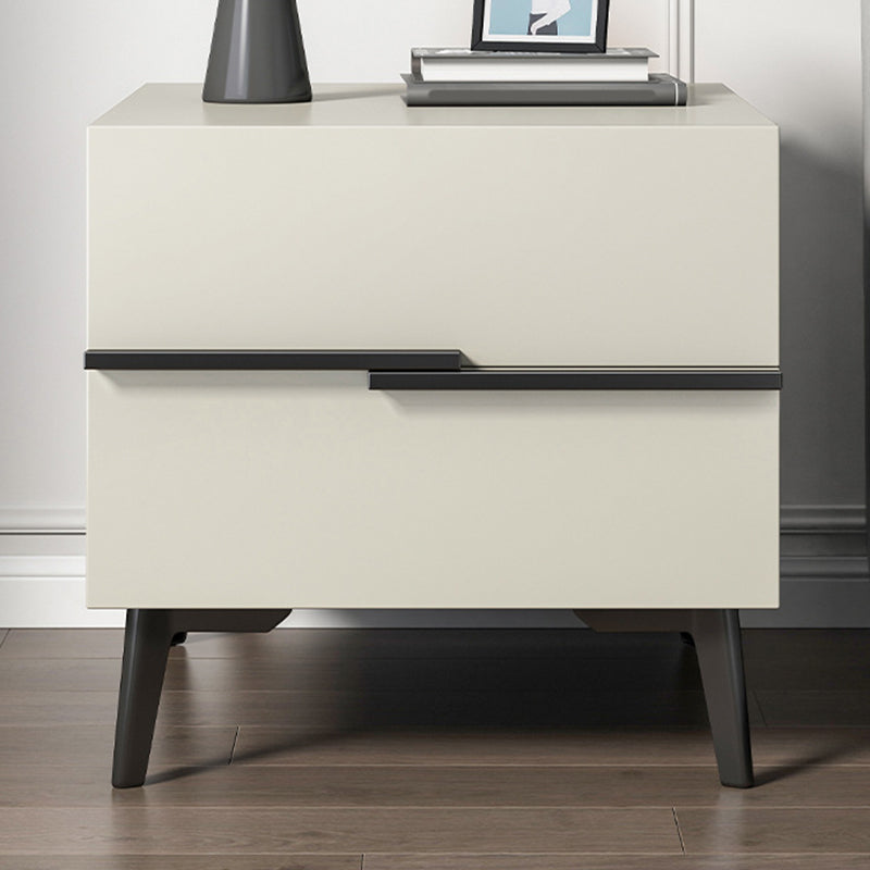 Contemporary Night Table Faux Wood Bedside Cabinet with 2 Drawers