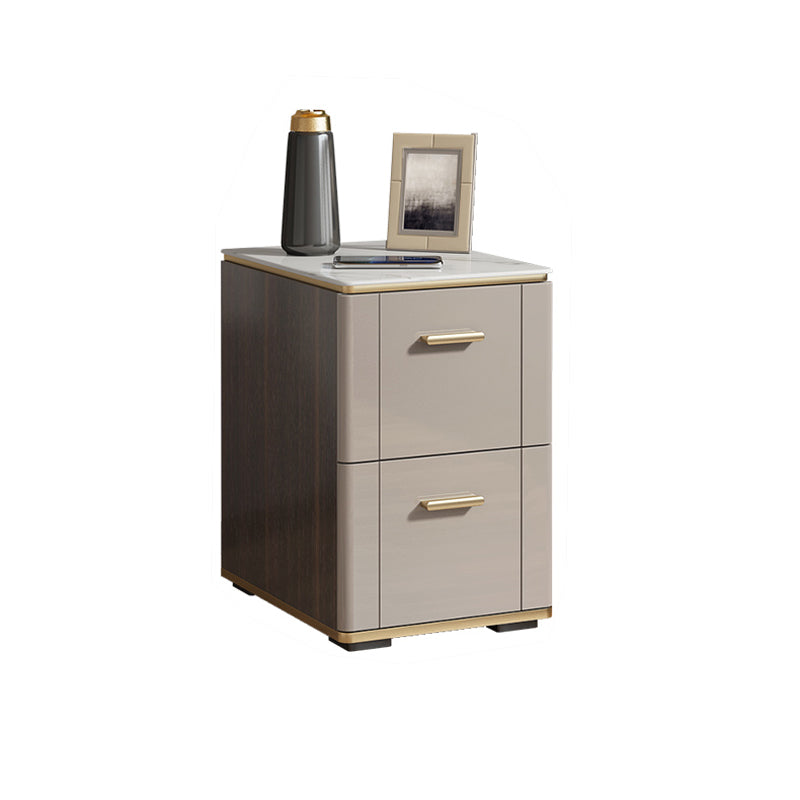 Glam Nightstand Stone Accent Table Nightstand with 2 Drawers