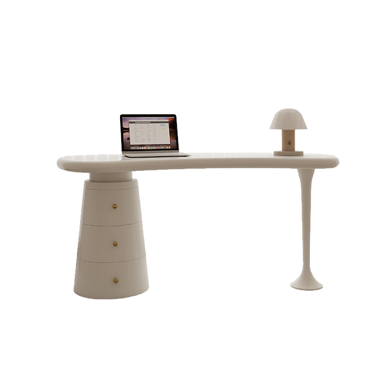 Freeform Shaped Conference Table Modern Wooden Writing Desk in White