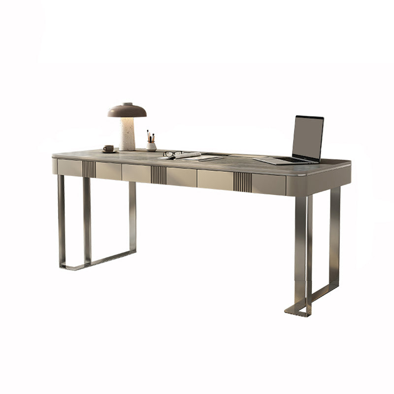 Rectangle Stone Top Office Desk Modern Style Grey Writing Desk for Office