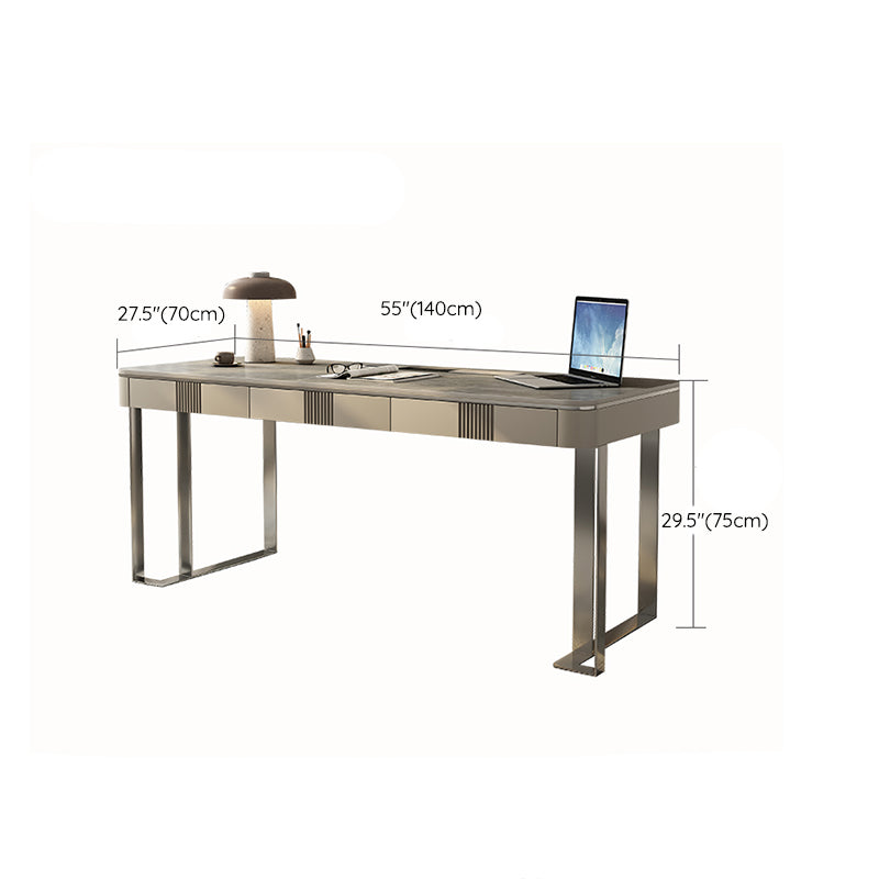 Rectangle Stone Top Office Desk Modern Style Grey Writing Desk for Office