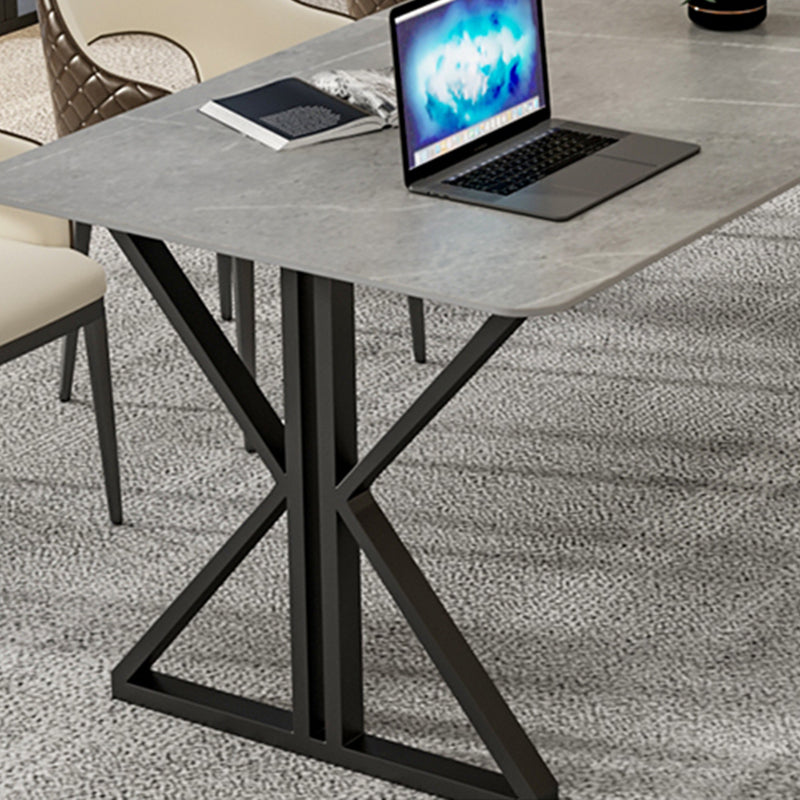 Rectangle Stone Top Office Desk Modern Writing Desk with Metal Base for Office