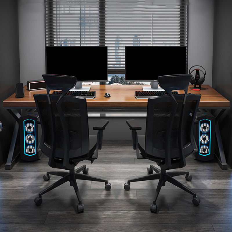 Rectangular Shaped Computer Table Solid Wood Writing Desk in Brown