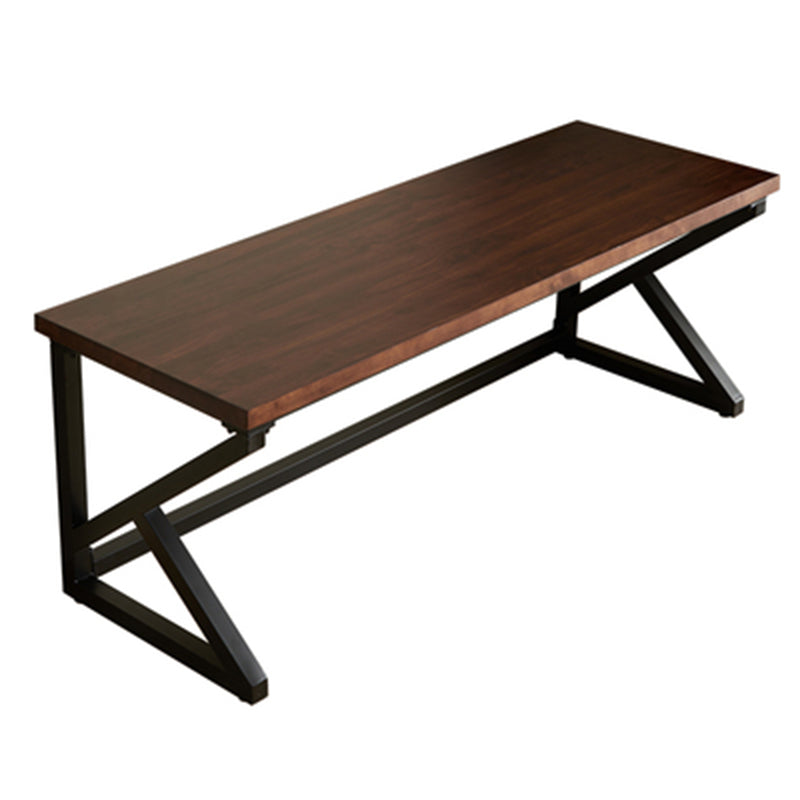 Rectangular Shaped Computer Table Solid Wood Writing Desk in Brown