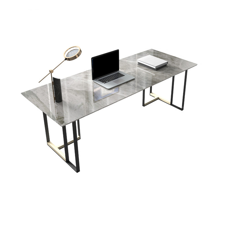 Rectangle Stone Top Office Desk Industrial Writing Desk with Metal Base for Office