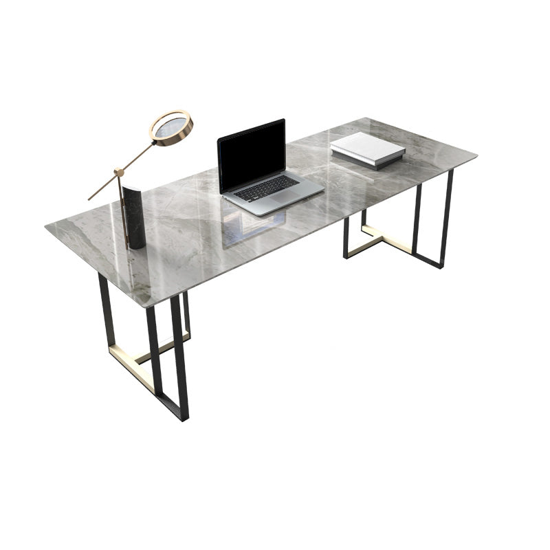 Rectangle Stone Top Office Desk Industrial Writing Desk with Metal Base for Office