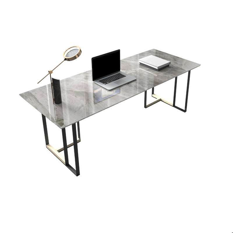 Rectangle Stone Top Office Desk Industrial Writing Desk with Metal Base for Office