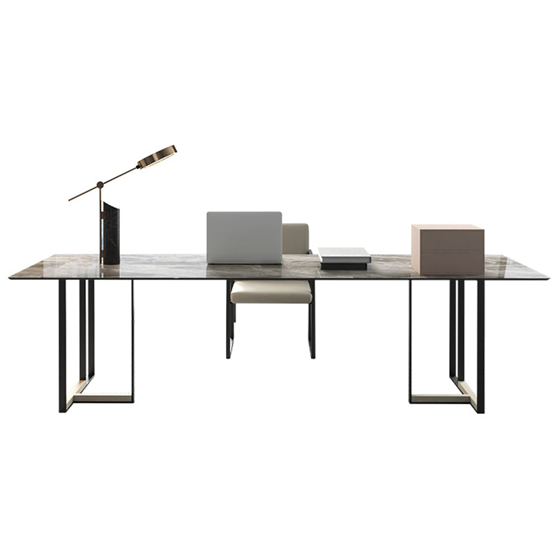 Rectangle Stone Top Office Desk Industrial Writing Desk with Metal Base for Office