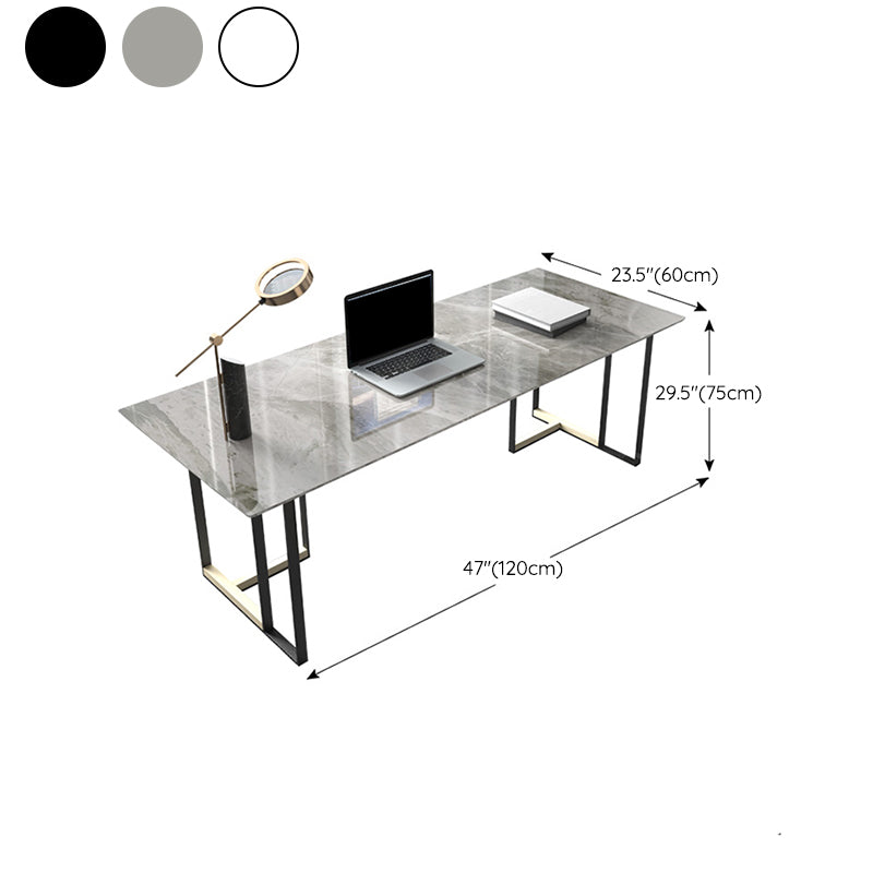 Rectangle Stone Top Office Desk Industrial Writing Desk with Metal Base for Office