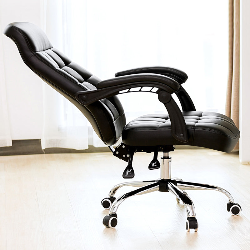 Padded Arms Office Chair Leather Tilt Mechanism No Distressing Ergonomic Desk Chair