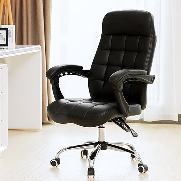 Padded Arms Office Chair Leather Tilt Mechanism No Distressing Ergonomic Desk Chair