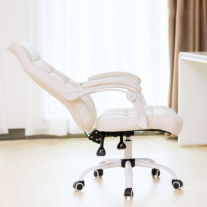 Padded Arms Office Chair Leather Tilt Mechanism No Distressing Ergonomic Desk Chair