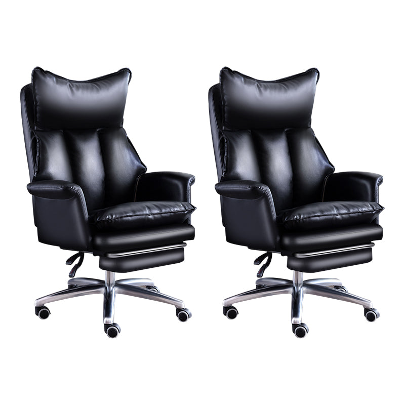 Modern Leather Armless Office Chair No Distressing Ergonomic Desk Chair with Wheels