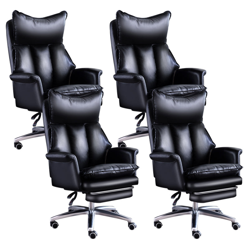 Modern Leather Armless Office Chair No Distressing Ergonomic Desk Chair with Wheels