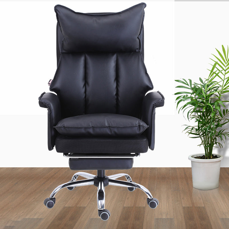 Modern Leather Armless Office Chair No Distressing Ergonomic Desk Chair with Wheels