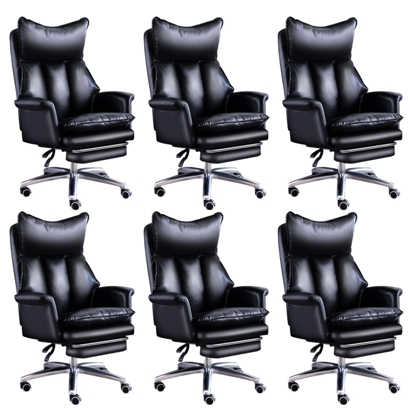 Modern Leather Armless Office Chair No Distressing Ergonomic Desk Chair with Wheels