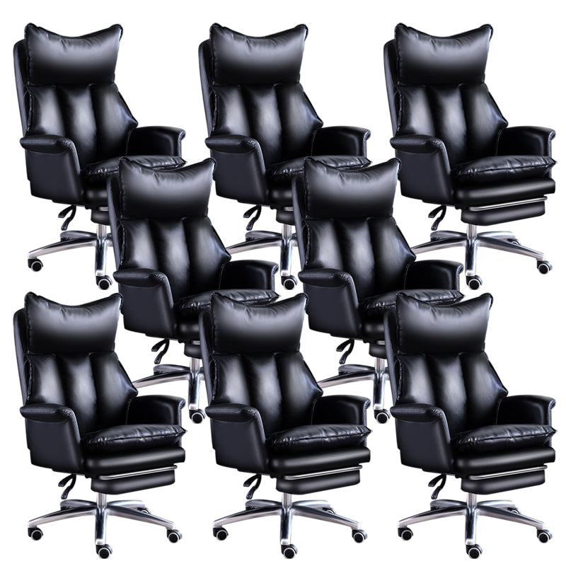 Modern Leather Armless Office Chair No Distressing Ergonomic Desk Chair with Wheels