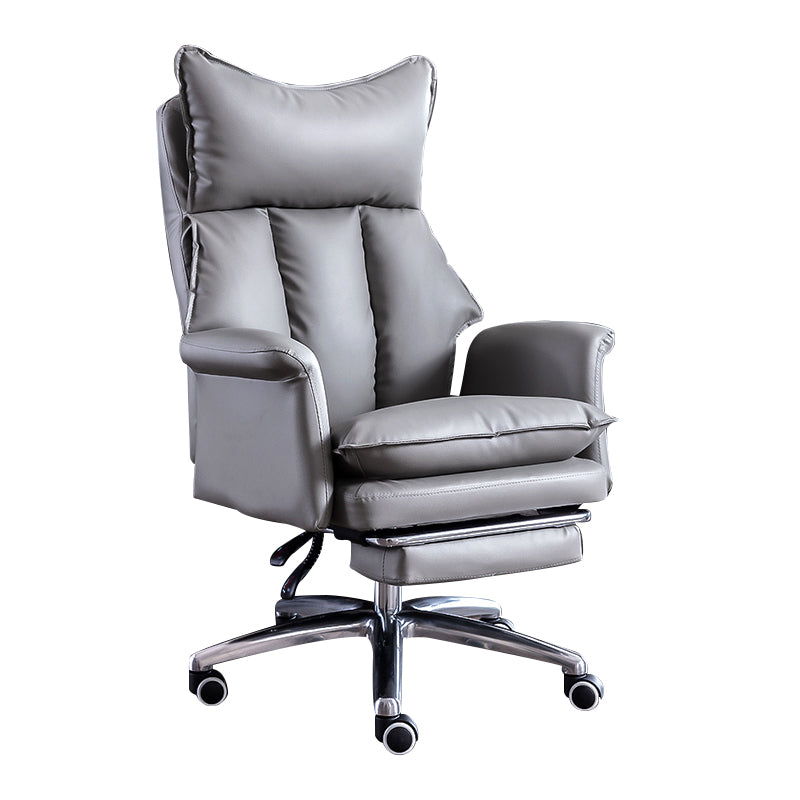 Modern Leather Armless Office Chair No Distressing Ergonomic Desk Chair with Wheels