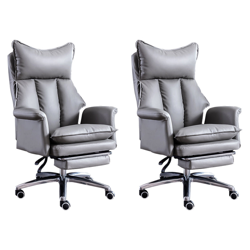 Modern Leather Armless Office Chair No Distressing Ergonomic Desk Chair with Wheels