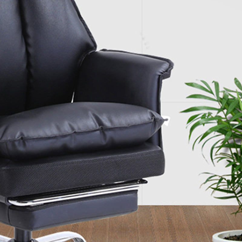 Modern Leather Armless Office Chair No Distressing Ergonomic Desk Chair with Wheels