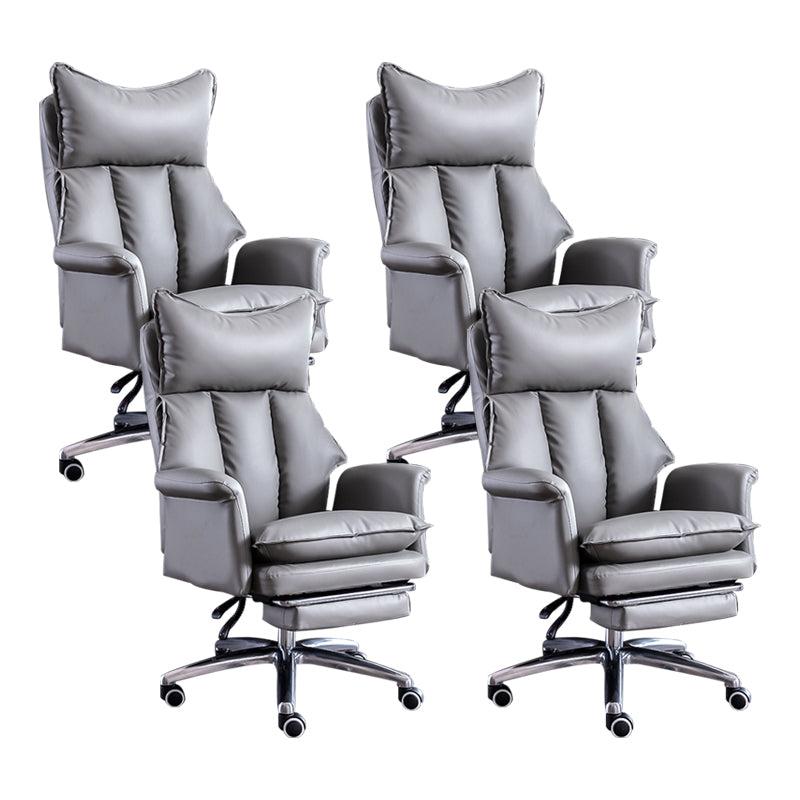 Modern Leather Armless Office Chair No Distressing Ergonomic Desk Chair with Wheels