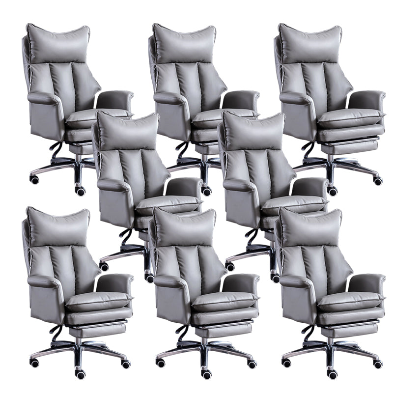 Modern Leather Armless Office Chair No Distressing Ergonomic Desk Chair with Wheels