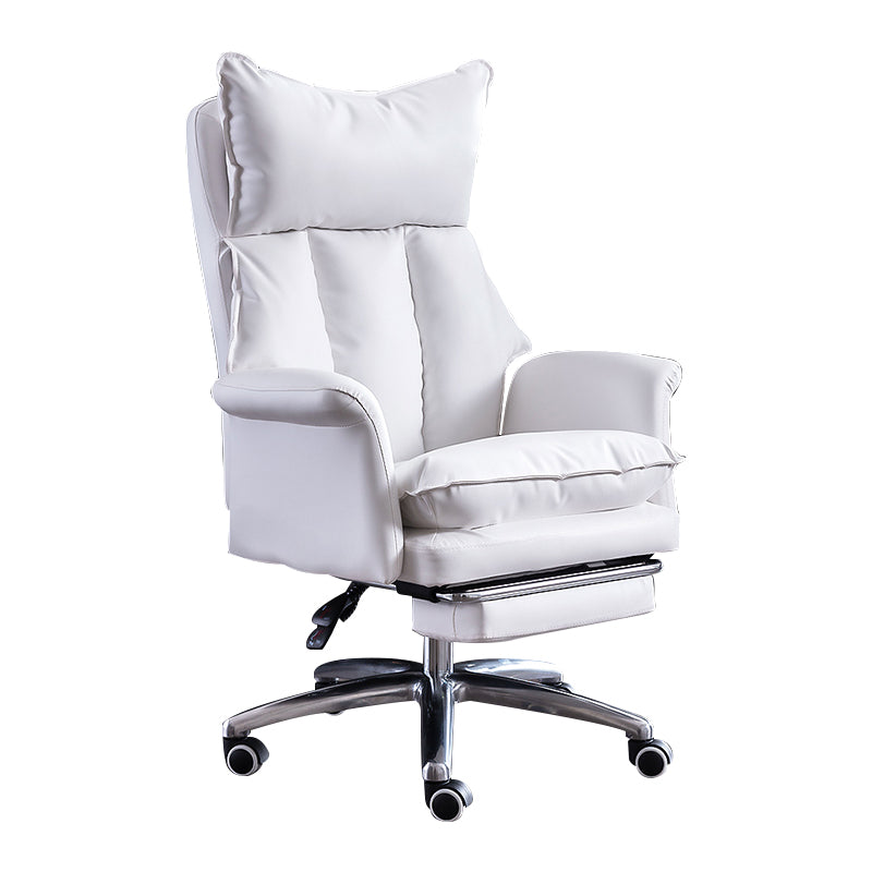 Modern Leather Armless Office Chair No Distressing Ergonomic Desk Chair with Wheels