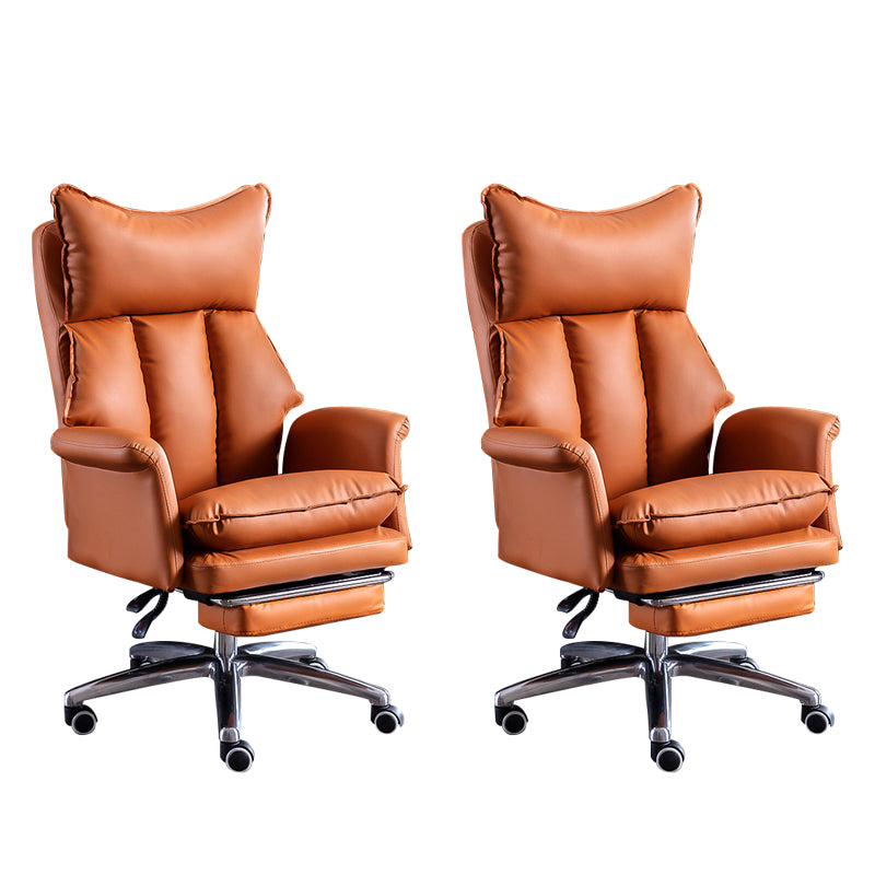 Modern Leather Armless Office Chair No Distressing Ergonomic Desk Chair with Wheels