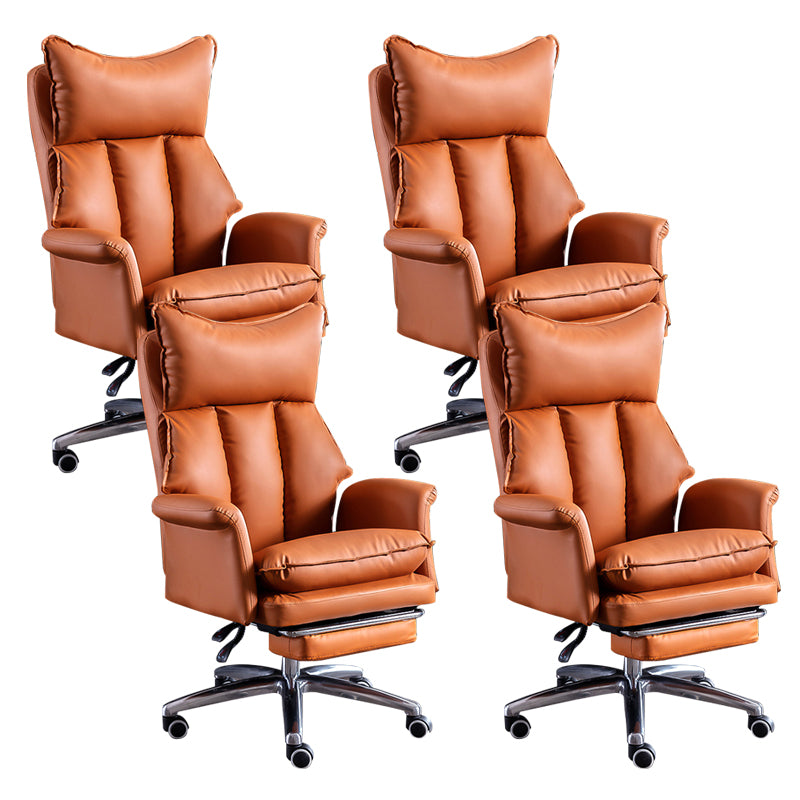 Modern Leather Armless Office Chair No Distressing Ergonomic Desk Chair with Wheels