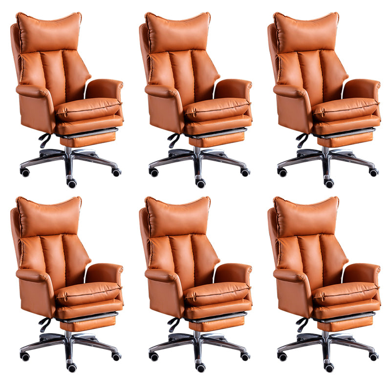 Modern Leather Armless Office Chair No Distressing Ergonomic Desk Chair with Wheels