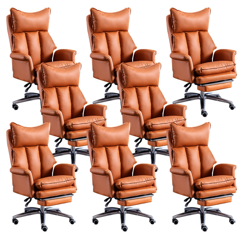 Modern Leather Armless Office Chair No Distressing Ergonomic Desk Chair with Wheels