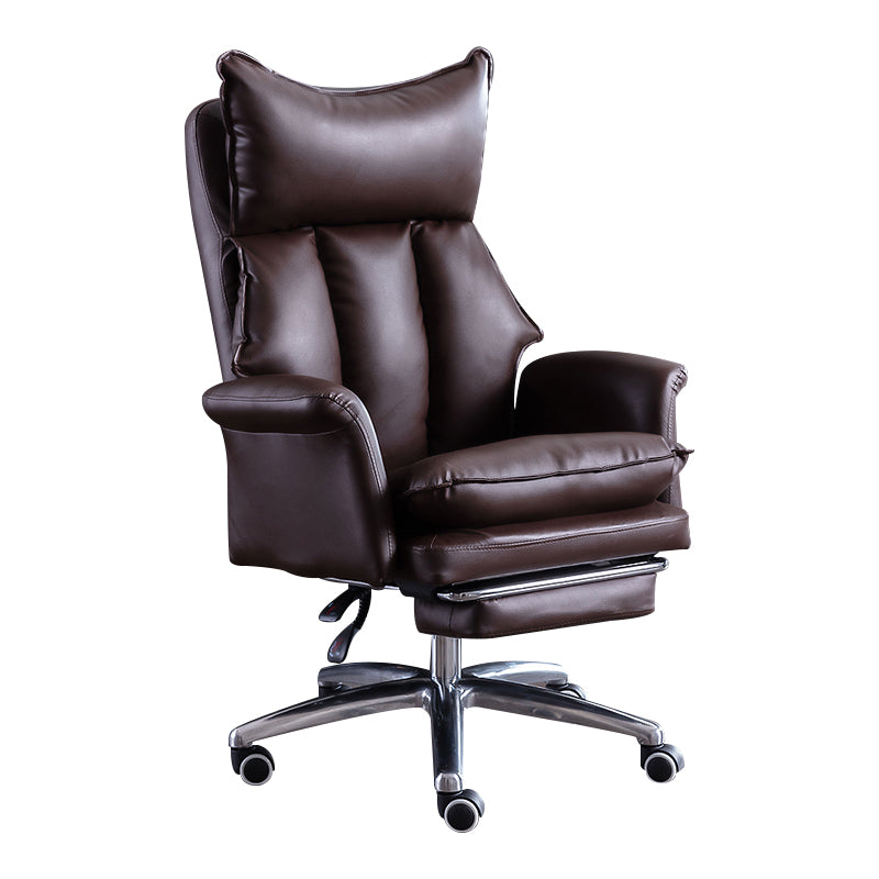 Modern Leather Armless Office Chair No Distressing Ergonomic Desk Chair with Wheels