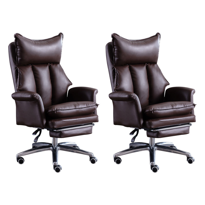 Modern Leather Armless Office Chair No Distressing Ergonomic Desk Chair with Wheels