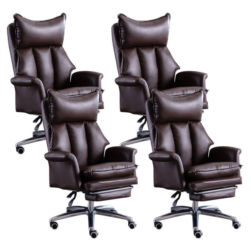 Modern Leather Armless Office Chair No Distressing Ergonomic Desk Chair with Wheels