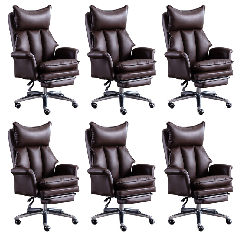 Modern Leather Armless Office Chair No Distressing Ergonomic Desk Chair with Wheels