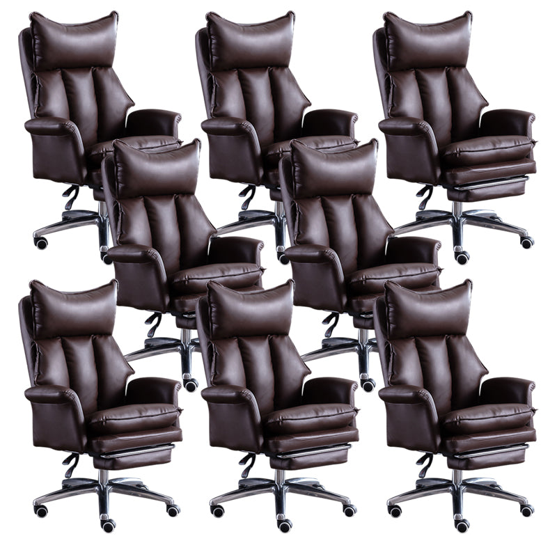 Modern Leather Armless Office Chair No Distressing Ergonomic Desk Chair with Wheels