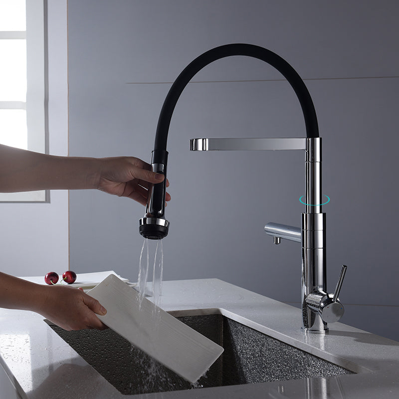 Modern Pull Down Switch Kitchen Faucet High Arch Profile Faucet