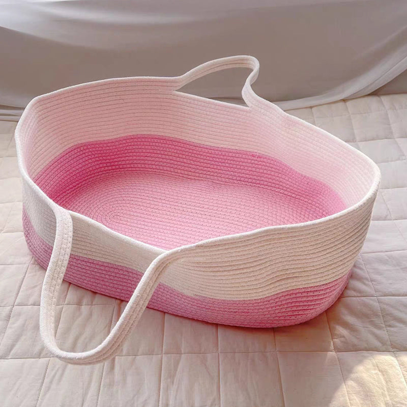 Portable Crib Cradle Folding Oval Moses Basket with Bedding for Newborn