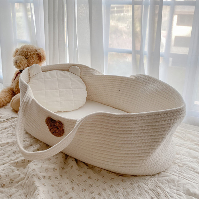 Portable Crib Cradle Folding Oval Moses Basket with Bedding for Newborn