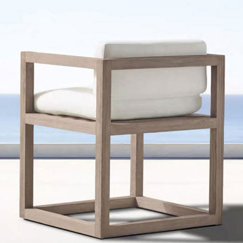 Modern Patio Dining Side Chair Natural Solid Wood Removable Cushion Teak